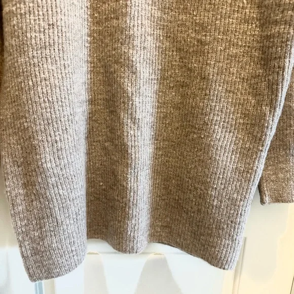 Beige Ribbed Knit Cozy Sweater Dress - Picture 4 of 5